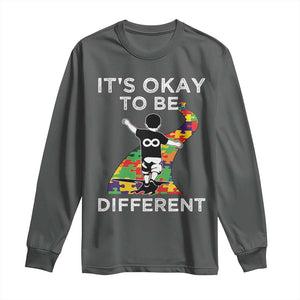 Autism Acceptance Long Sleeve Shirt It's Okay To Be Different TS14 Dark Heather Print Your Wear