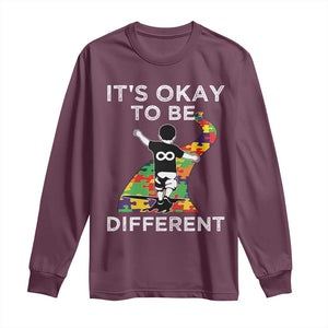Autism Acceptance Long Sleeve Shirt It's Okay To Be Different TS14 Maroon Print Your Wear
