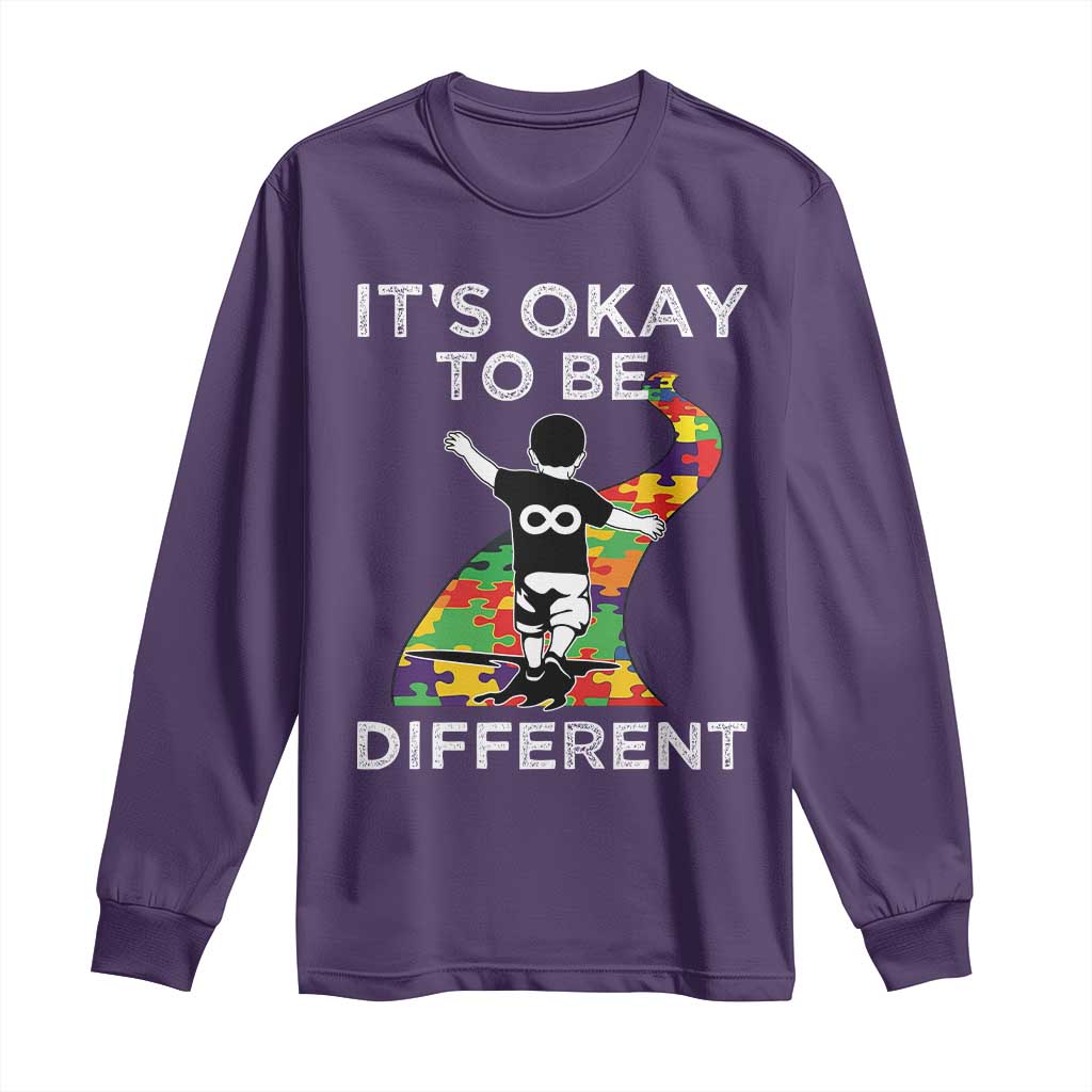 Autism Acceptance Long Sleeve Shirt It's Okay To Be Different TS14 Purple Print Your Wear