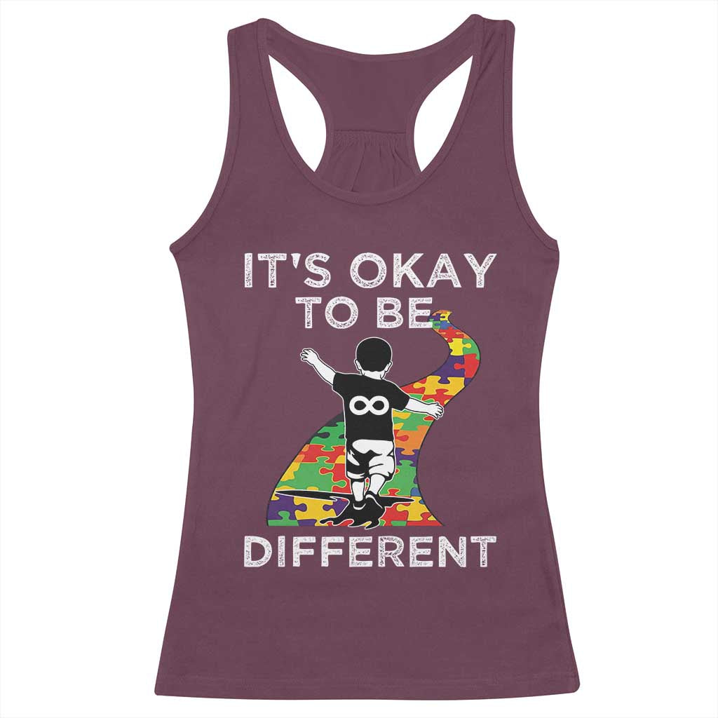 Autism Acceptance Racerback Tank Top It's Okay To Be Different TS14 Maroon Print Your Wear
