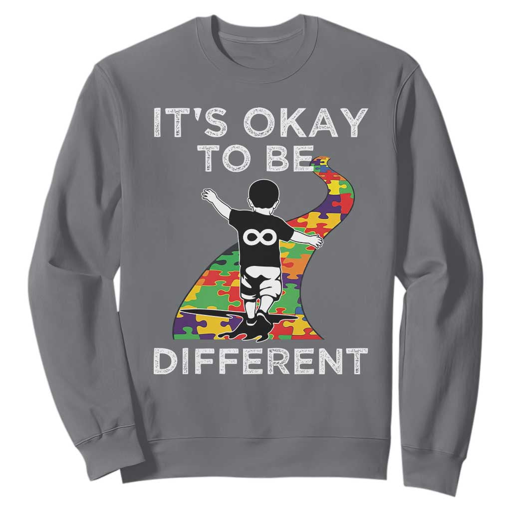 Autism Acceptance Sweatshirt It's Okay To Be Different TS14 Charcoal Print Your Wear