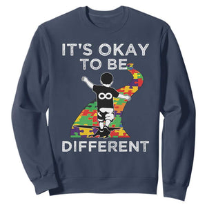Autism Acceptance Sweatshirt It's Okay To Be Different TS14 Navy Print Your Wear