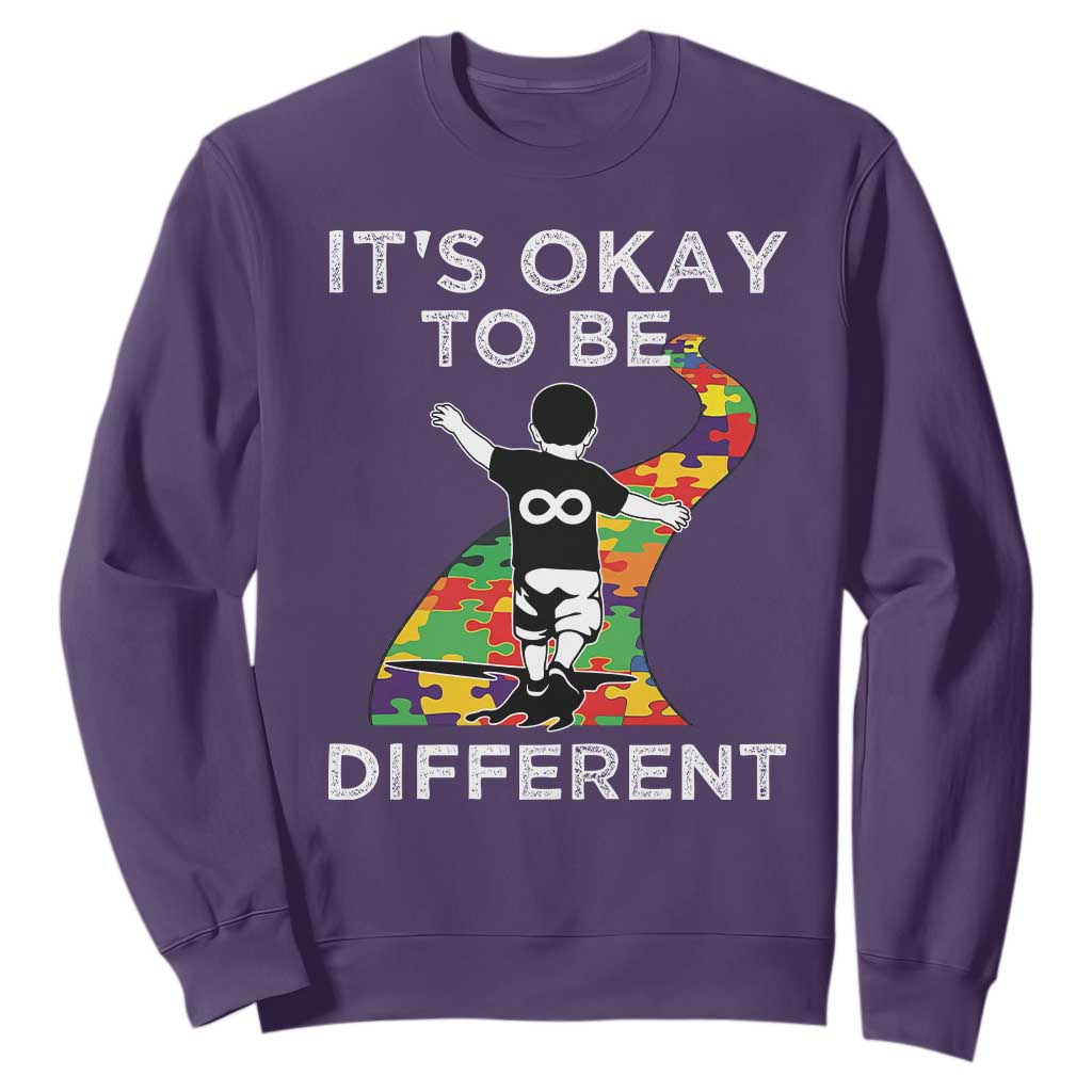 Autism Acceptance Sweatshirt It's Okay To Be Different TS14 Purple Print Your Wear