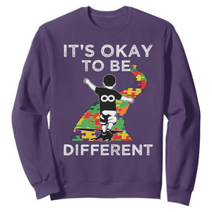 Autism Acceptance Sweatshirt It's Okay To Be Different TS14 Purple Print Your Wear