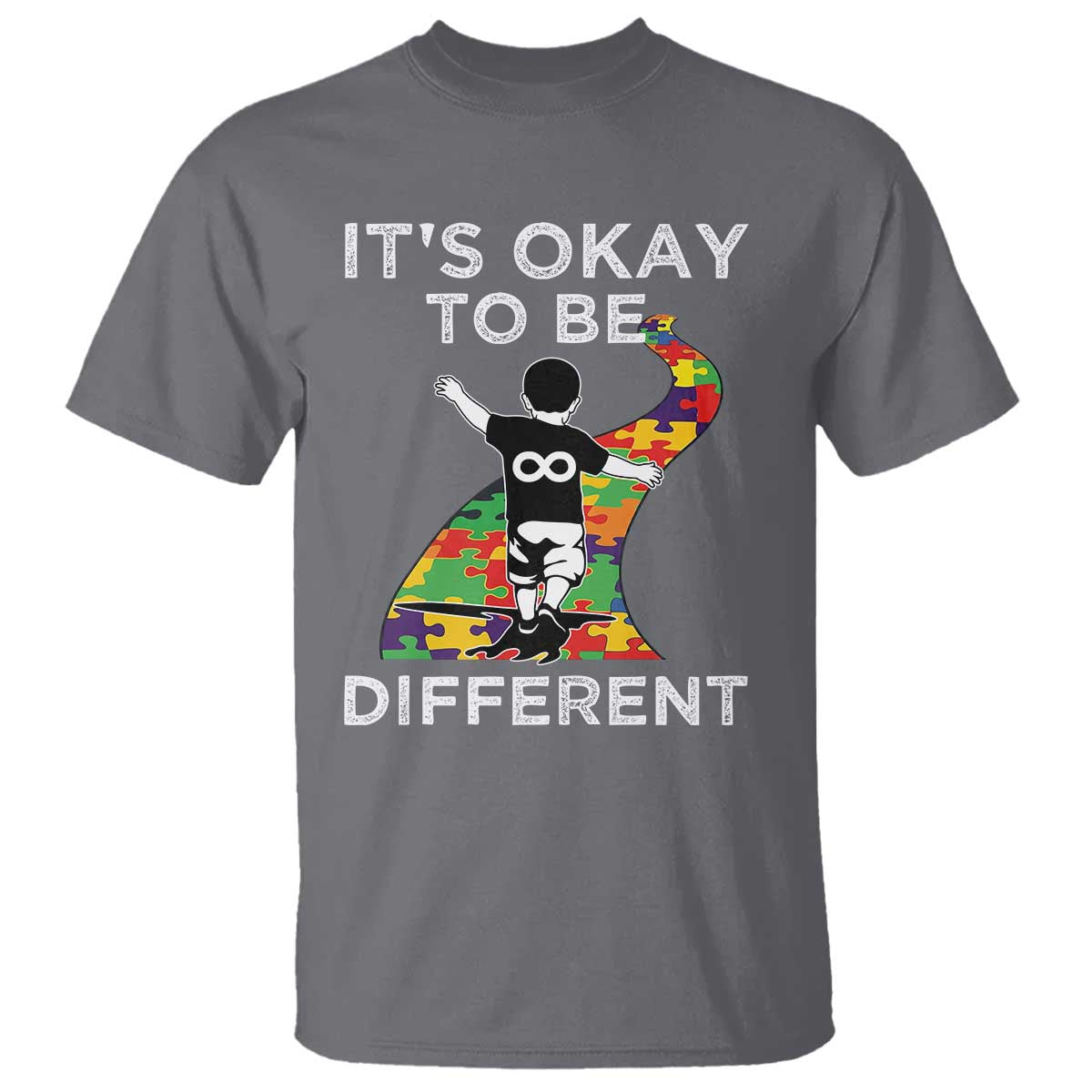 Autism Acceptance T Shirt It's Okay To Be Different TS14 Charcoal Print Your Wear