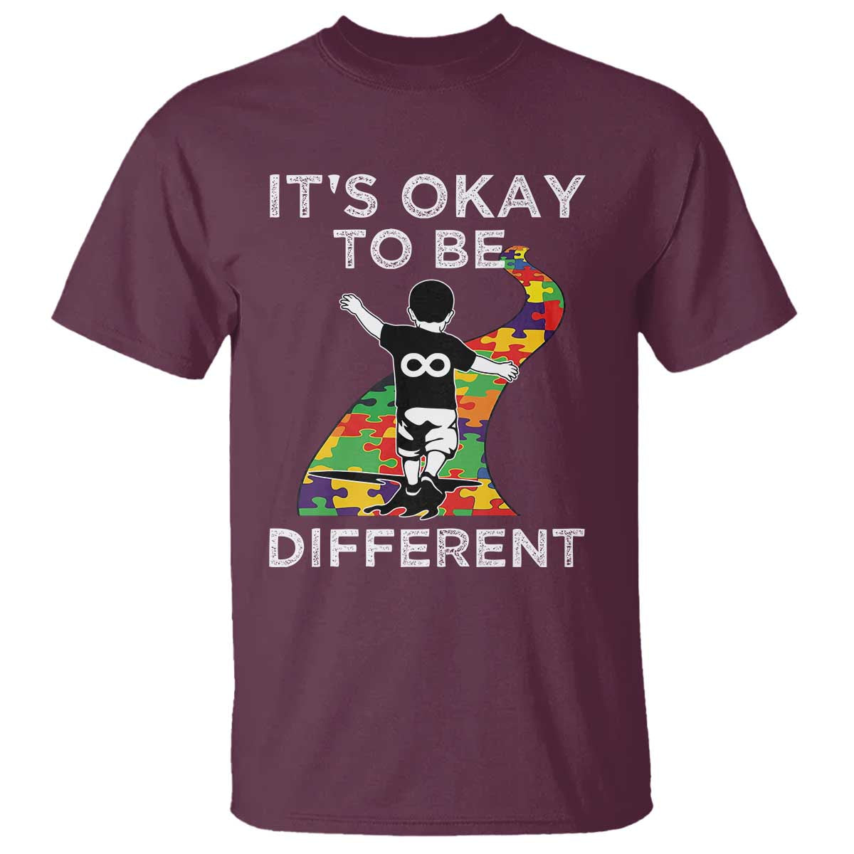 Autism Acceptance T Shirt It's Okay To Be Different TS14 Maroon Print Your Wear