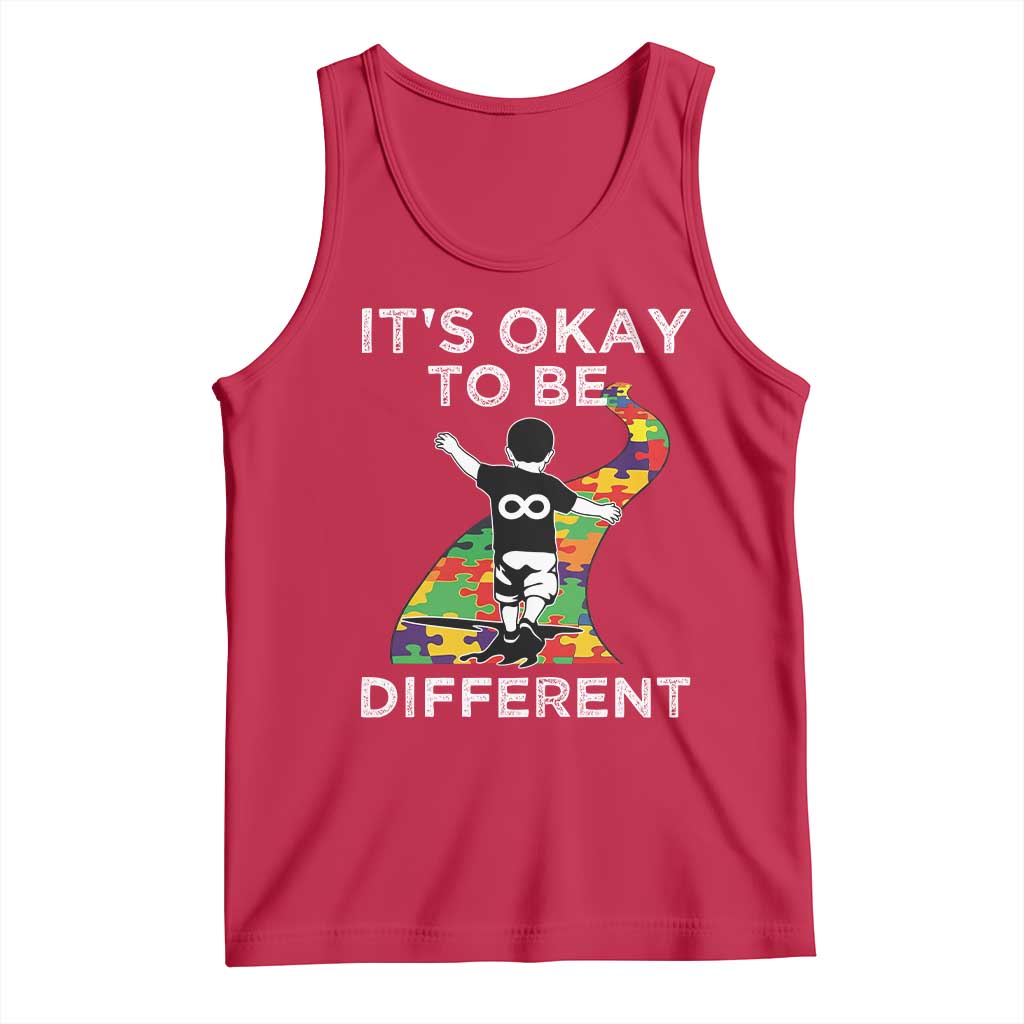 Autism Acceptance Tank Top It's Okay To Be Different TS14 Red Print Your Wear