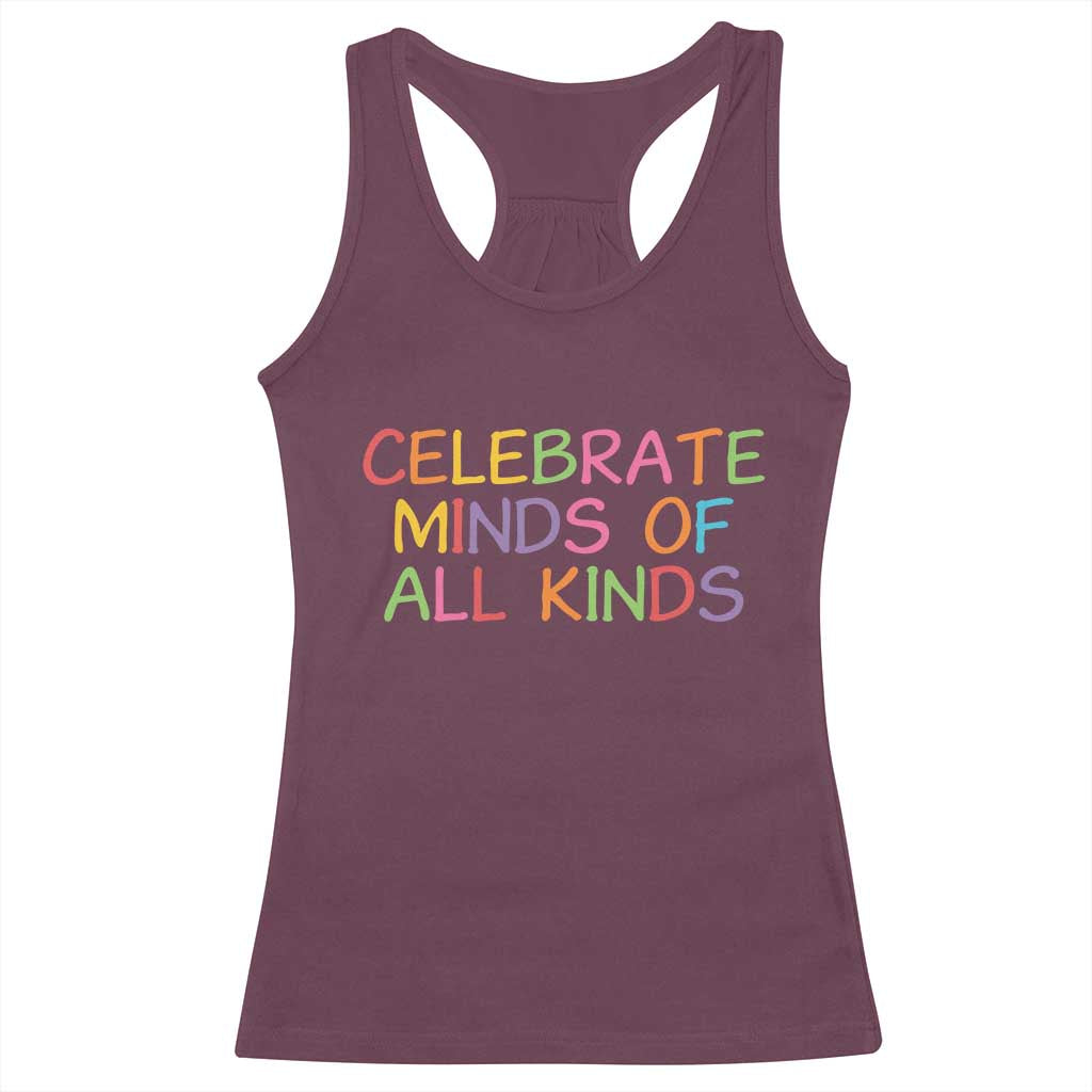 Autism Acceptance Racerback Tank Top Celebrate Minds of All Kinds TS14 Maroon Print Your Wear