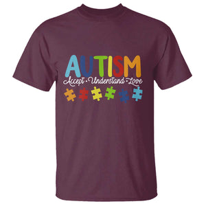 Autism Acceptance T Shirt Accept Understand Love Special Education Teacher Gift TS14 Maroon Print Your Wear
