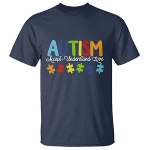 Autism Acceptance T Shirt Accept Understand Love Special Education Teacher Gift TS14 Navy Print Your Wear