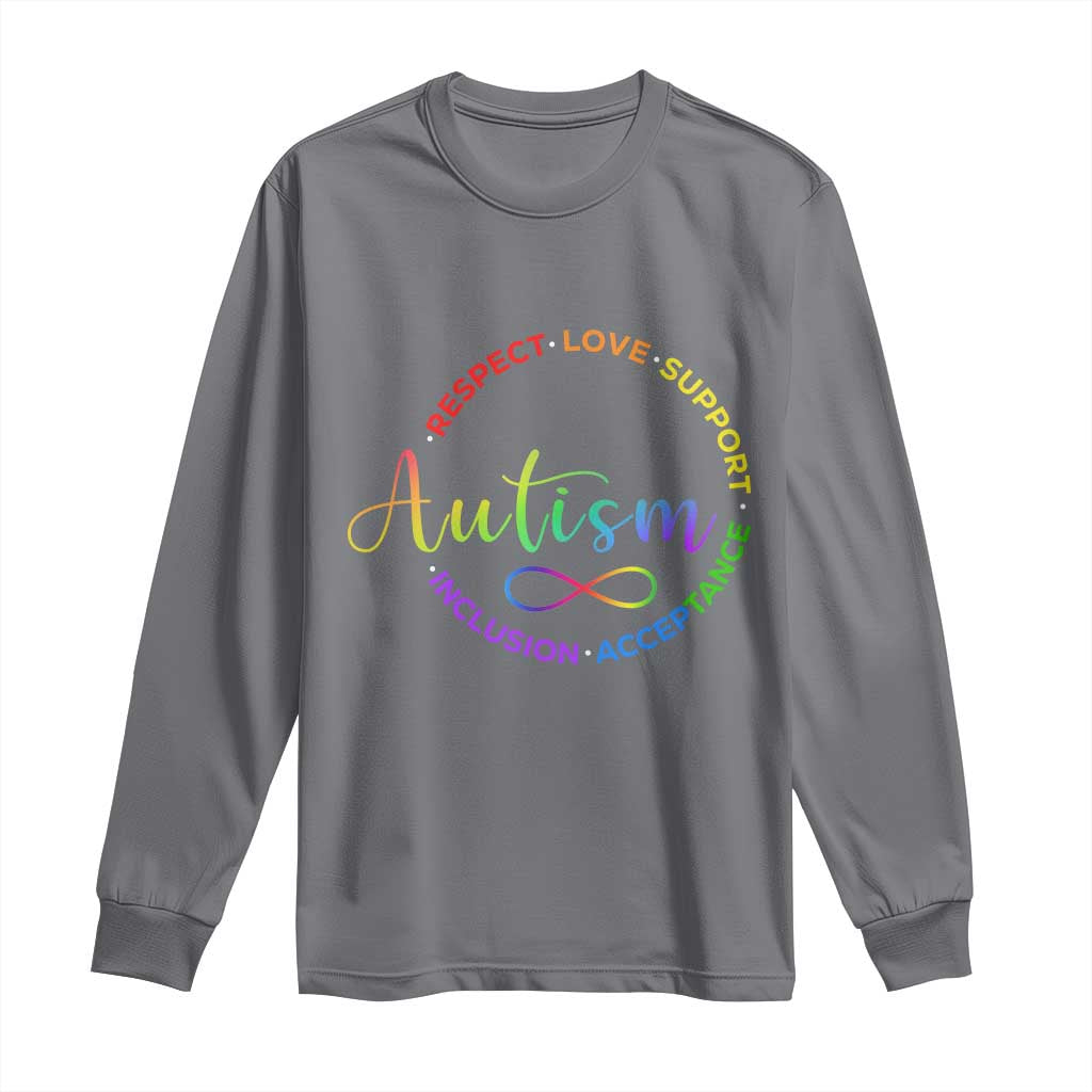 Autism Acceptance Long Sleeve Shirt Respect Love Support Autism Awareness Month TS14 Charcoal Print Your Wear