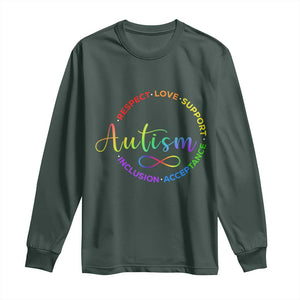 Autism Acceptance Long Sleeve Shirt Respect Love Support Autism Awareness Month TS14 Dark Forest Green Print Your Wear