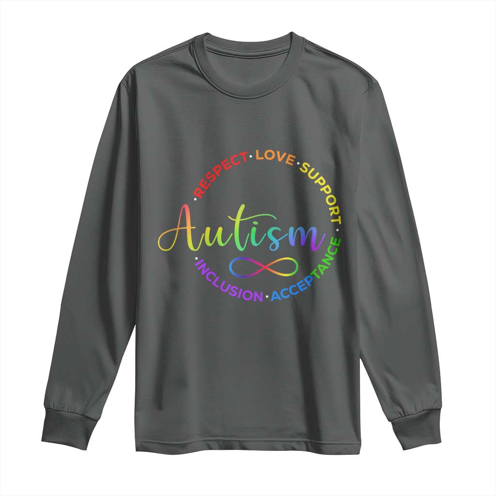 Autism Acceptance Long Sleeve Shirt Respect Love Support Autism Awareness Month TS14 Dark Heather Print Your Wear