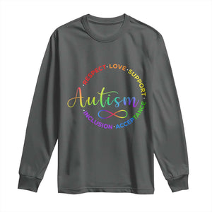 Autism Acceptance Long Sleeve Shirt Respect Love Support Autism Awareness Month TS14 Dark Heather Print Your Wear