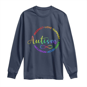 Autism Acceptance Long Sleeve Shirt Respect Love Support Autism Awareness Month TS14 Navy Print Your Wear