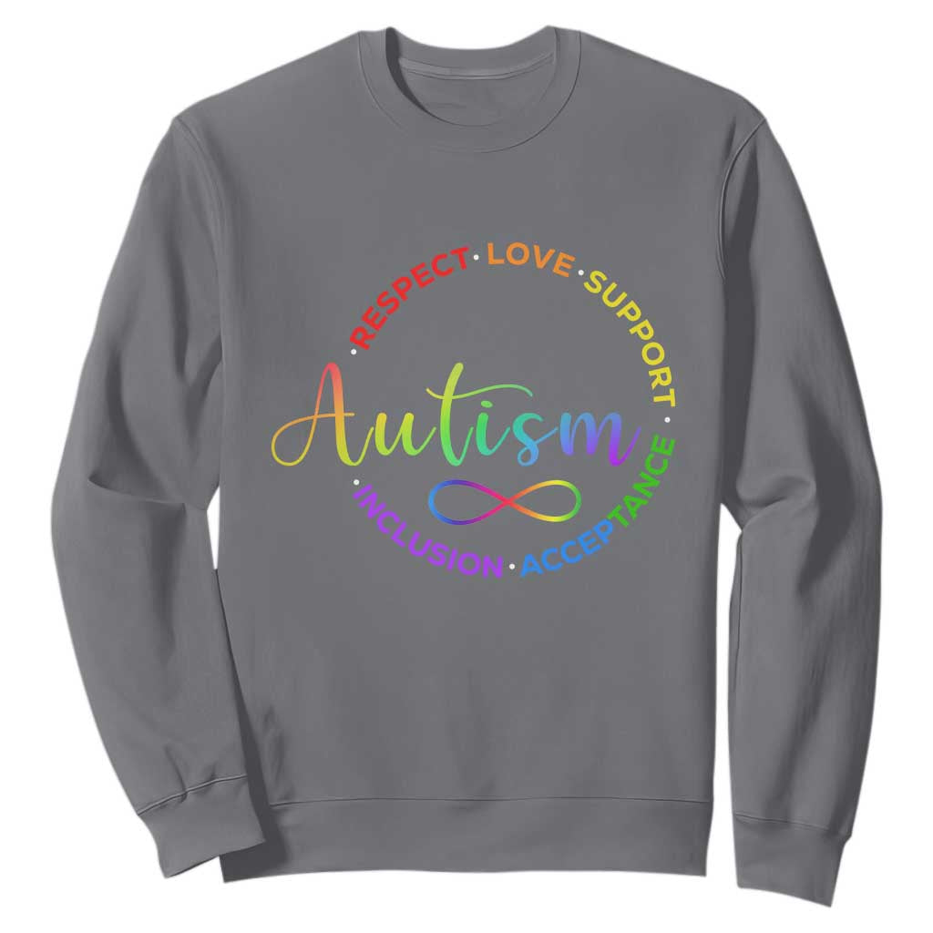 Autism Acceptance Sweatshirt Respect Love Support Autism Awareness Month TS14 Charcoal Print Your Wear