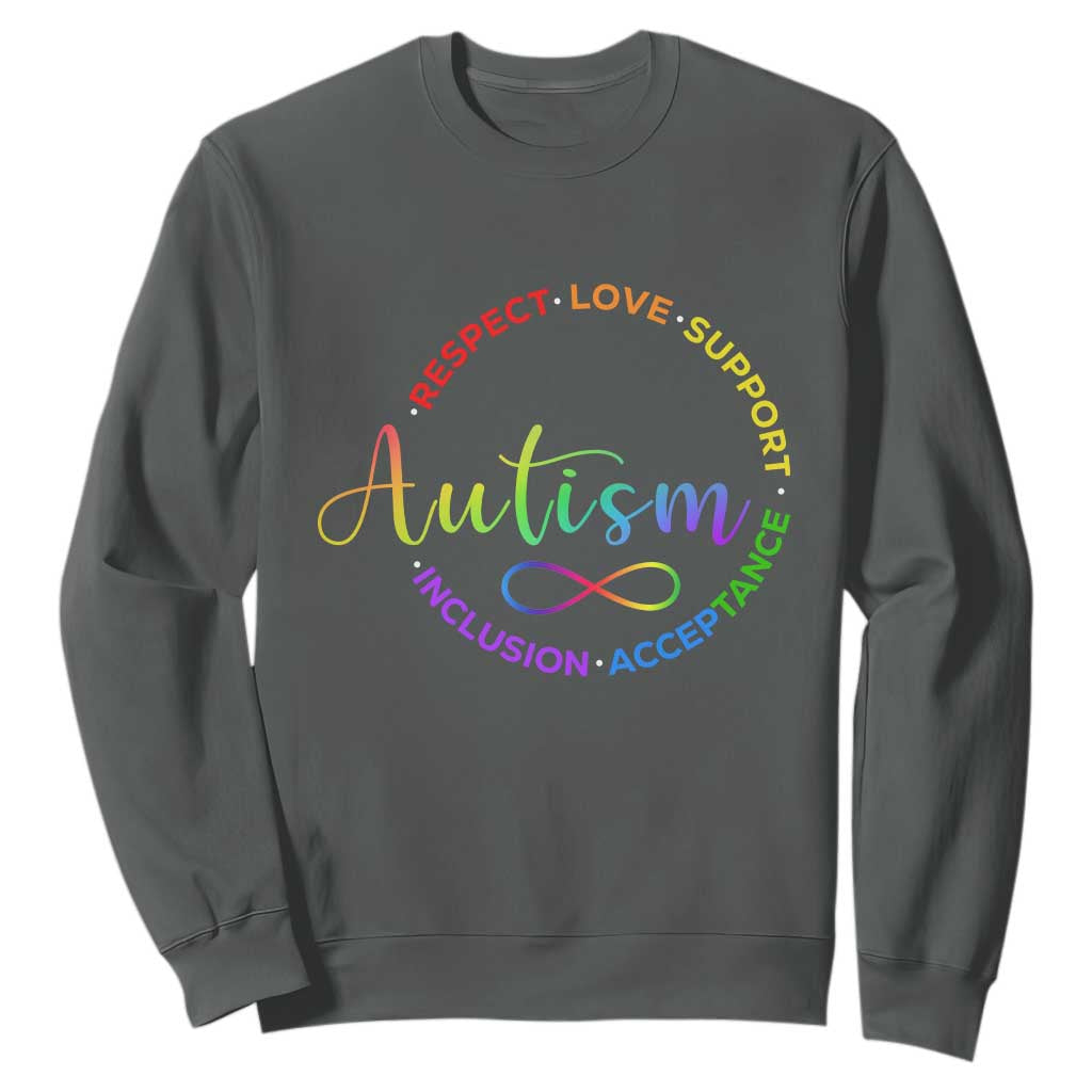 Autism Acceptance Sweatshirt Respect Love Support Autism Awareness Month TS14 Dark Heather Print Your Wear