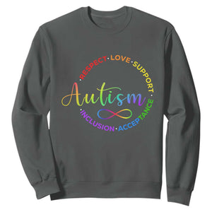 Autism Acceptance Sweatshirt Respect Love Support Autism Awareness Month TS14 Dark Heather Print Your Wear