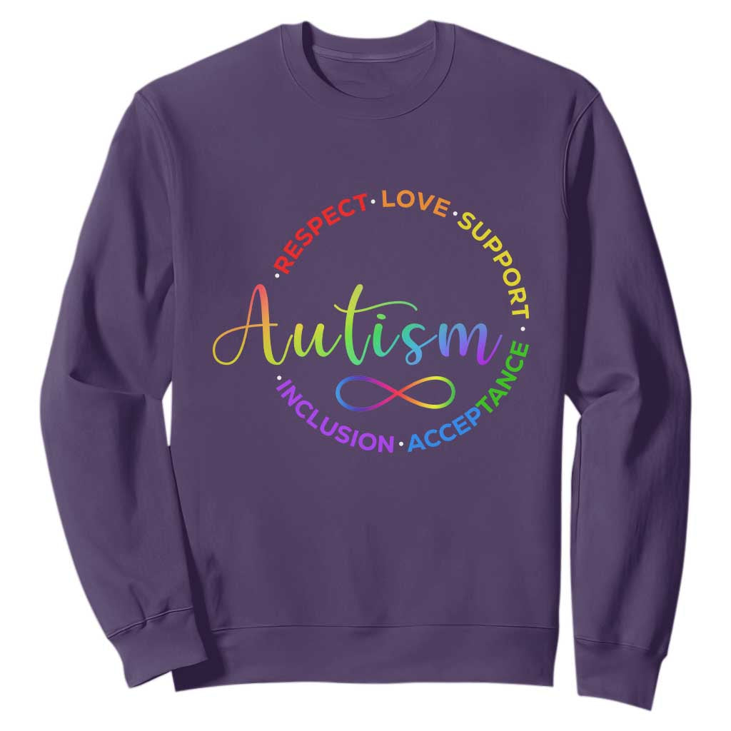 Autism Acceptance Sweatshirt Respect Love Support Autism Awareness Month TS14 Purple Print Your Wear