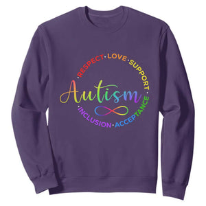 Autism Acceptance Sweatshirt Respect Love Support Autism Awareness Month TS14 Purple Print Your Wear