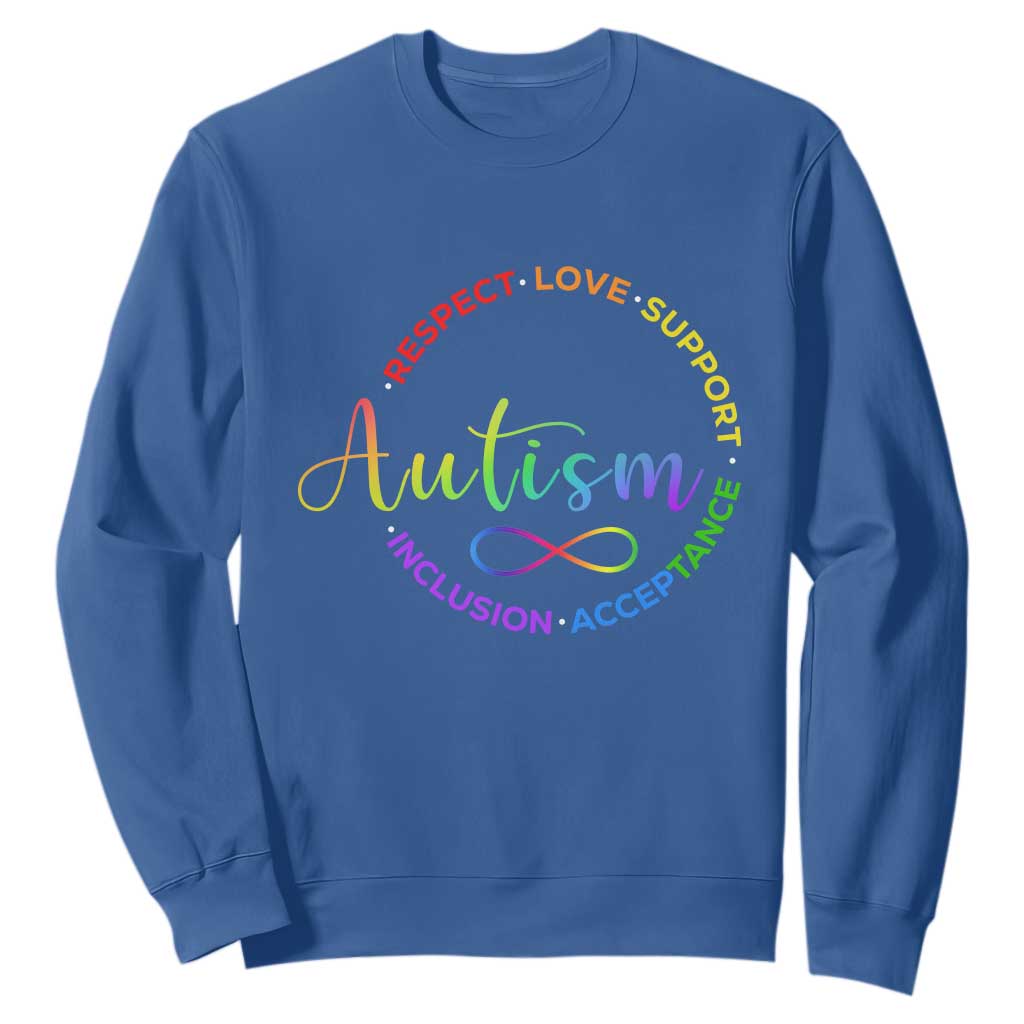 Autism Acceptance Sweatshirt Respect Love Support Autism Awareness Month TS14 Royal Blue Print Your Wear