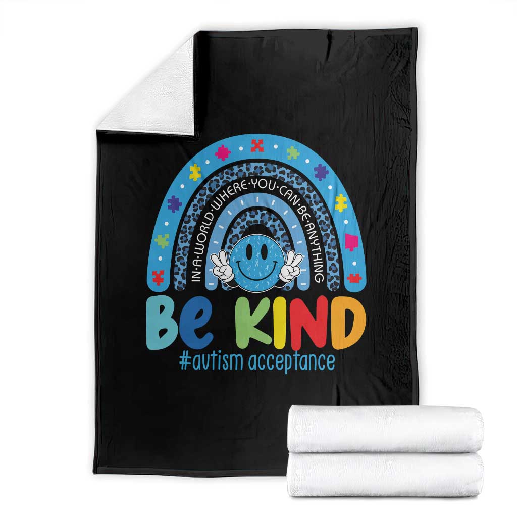 Autism Acceptance Throw Blanket Rainbow in April We Wear Blue Ribbon Autism TS14 Black Print Your Wear