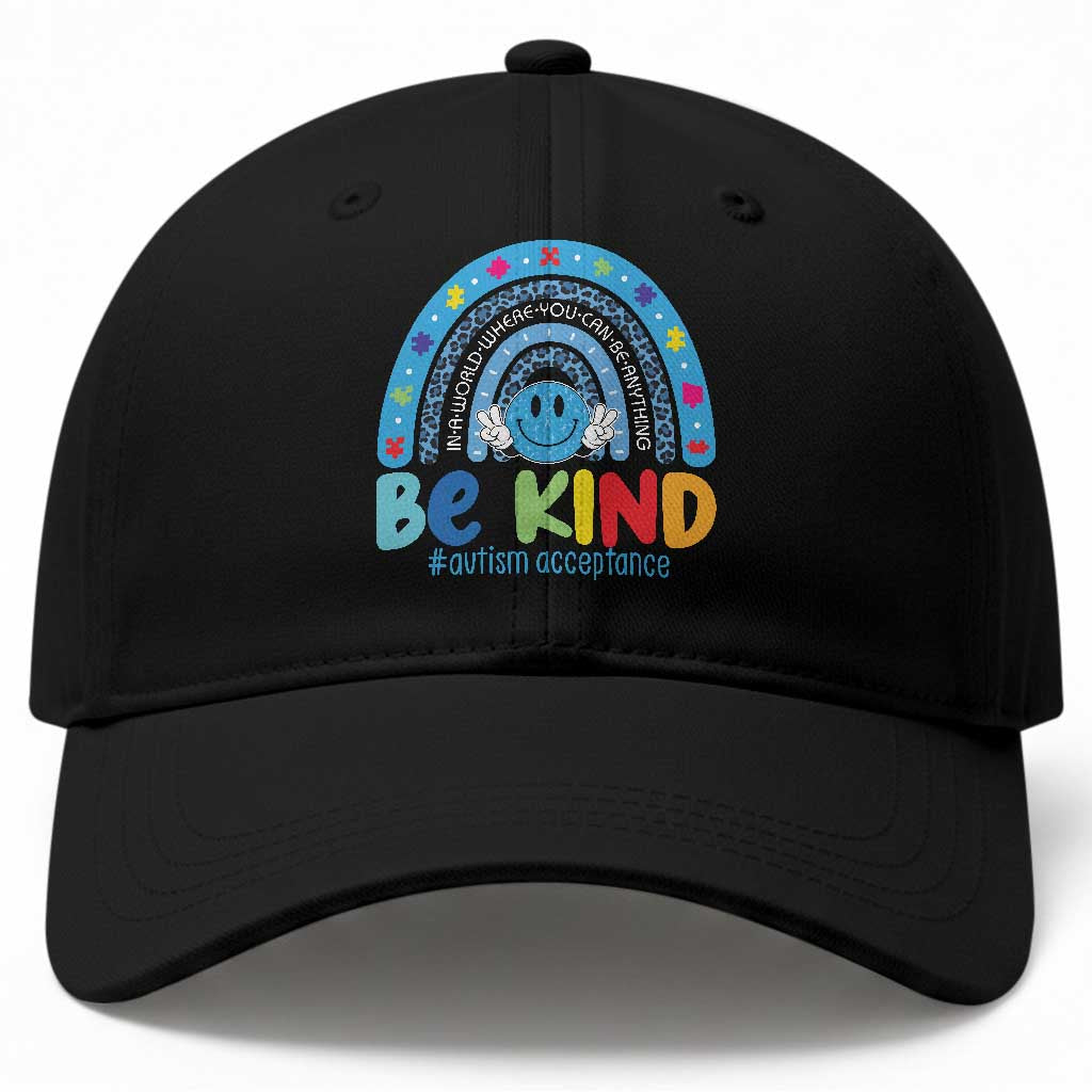 Autism Acceptance Baseball Cap Rainbow in April We Wear Blue Ribbon Autism TS14 Print Your Wear