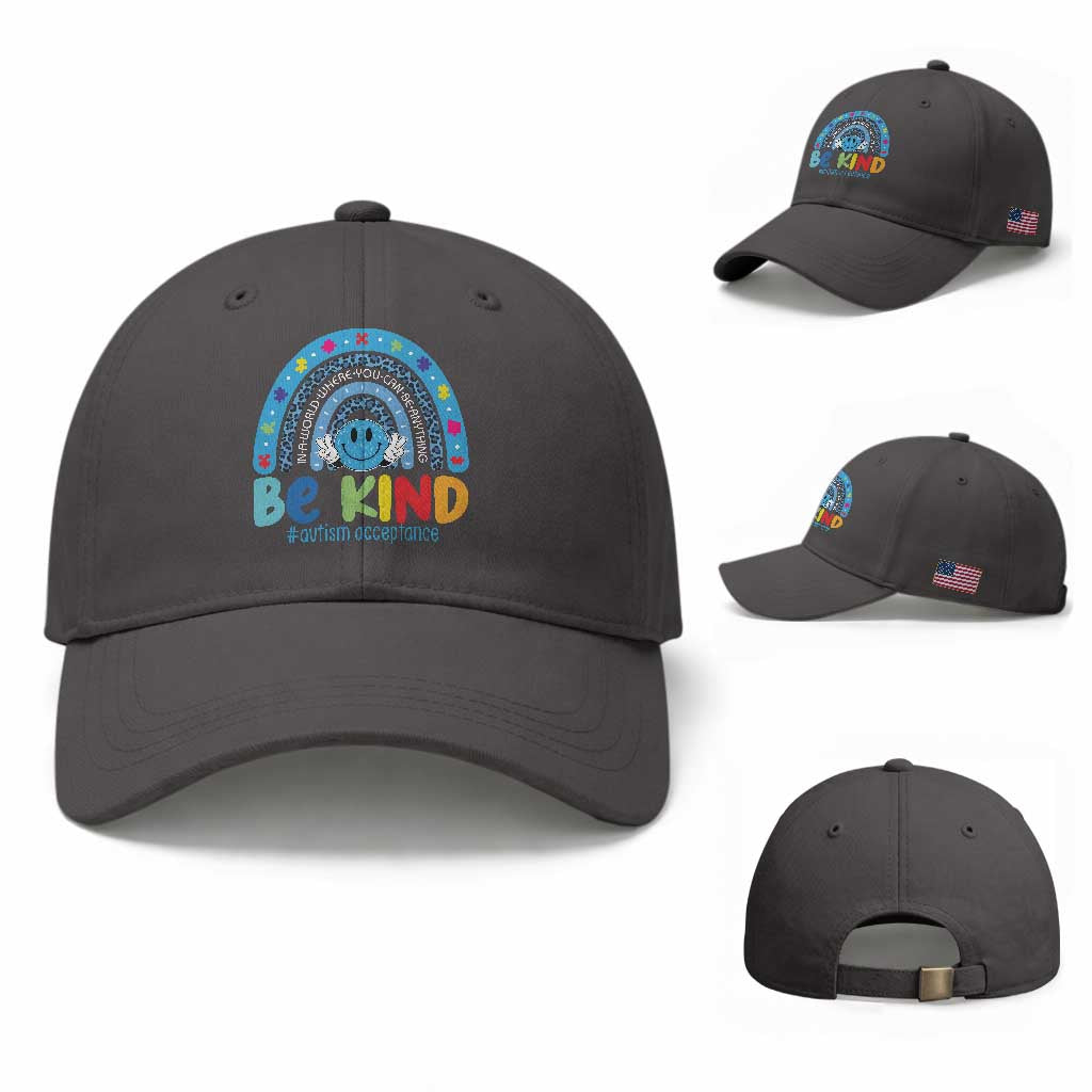 Autism Acceptance Baseball Cap Rainbow in April We Wear Blue Ribbon Autism TS14 Baseball Cap Universal Fit Dark Gray Print Your Wear