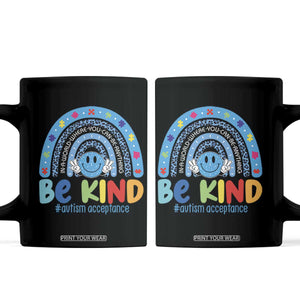 Autism Acceptance Coffee Mug Rainbow in April We Wear Blue Ribbon Autism TS14 Black Print Your Wear