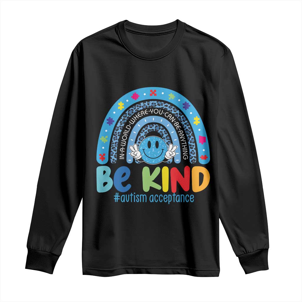 Autism Acceptance Long Sleeve Shirt Rainbow in April We Wear Blue Ribbon Autism TS14 Black Print Your Wear