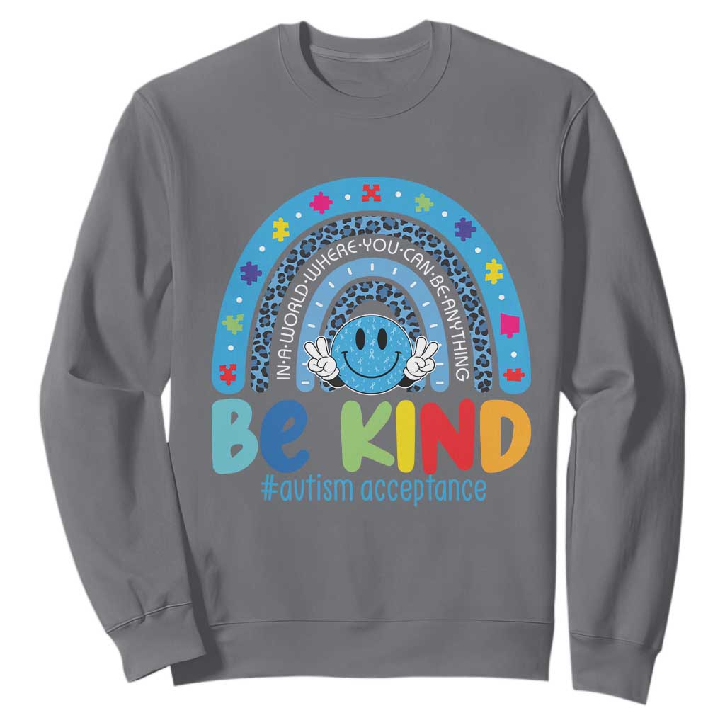 Autism Acceptance Sweatshirt Rainbow in April We Wear Blue Ribbon Autism TS14 Charcoal Print Your Wear