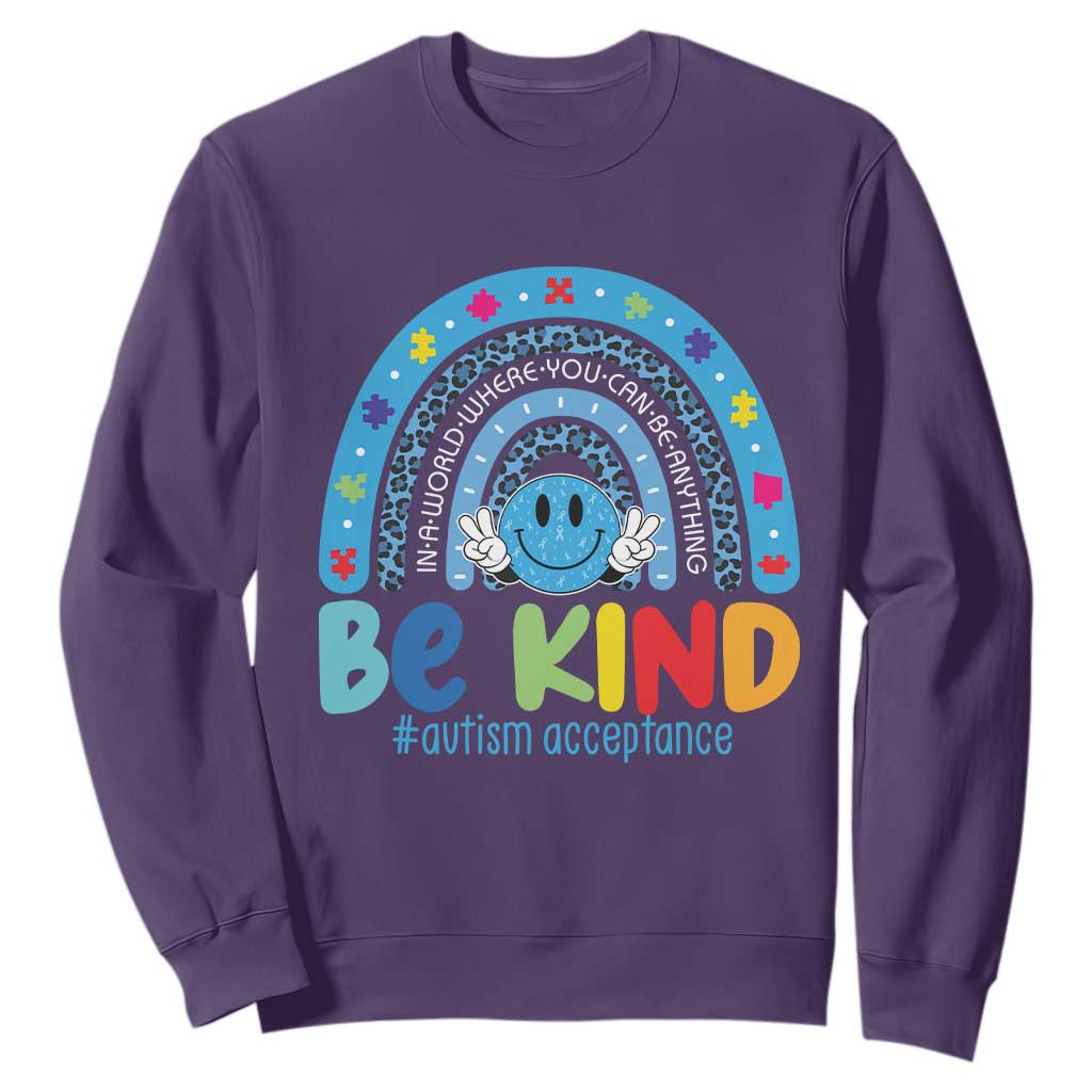 Autism Acceptance Sweatshirt Rainbow in April We Wear Blue Ribbon Autism TS14 Purple Print Your Wear