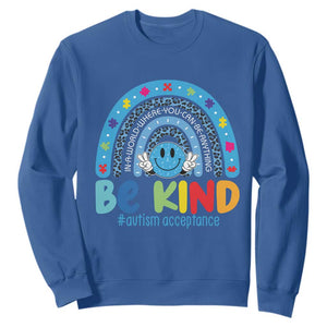 Autism Acceptance Sweatshirt Rainbow in April We Wear Blue Ribbon Autism TS14 Royal Blue Print Your Wear