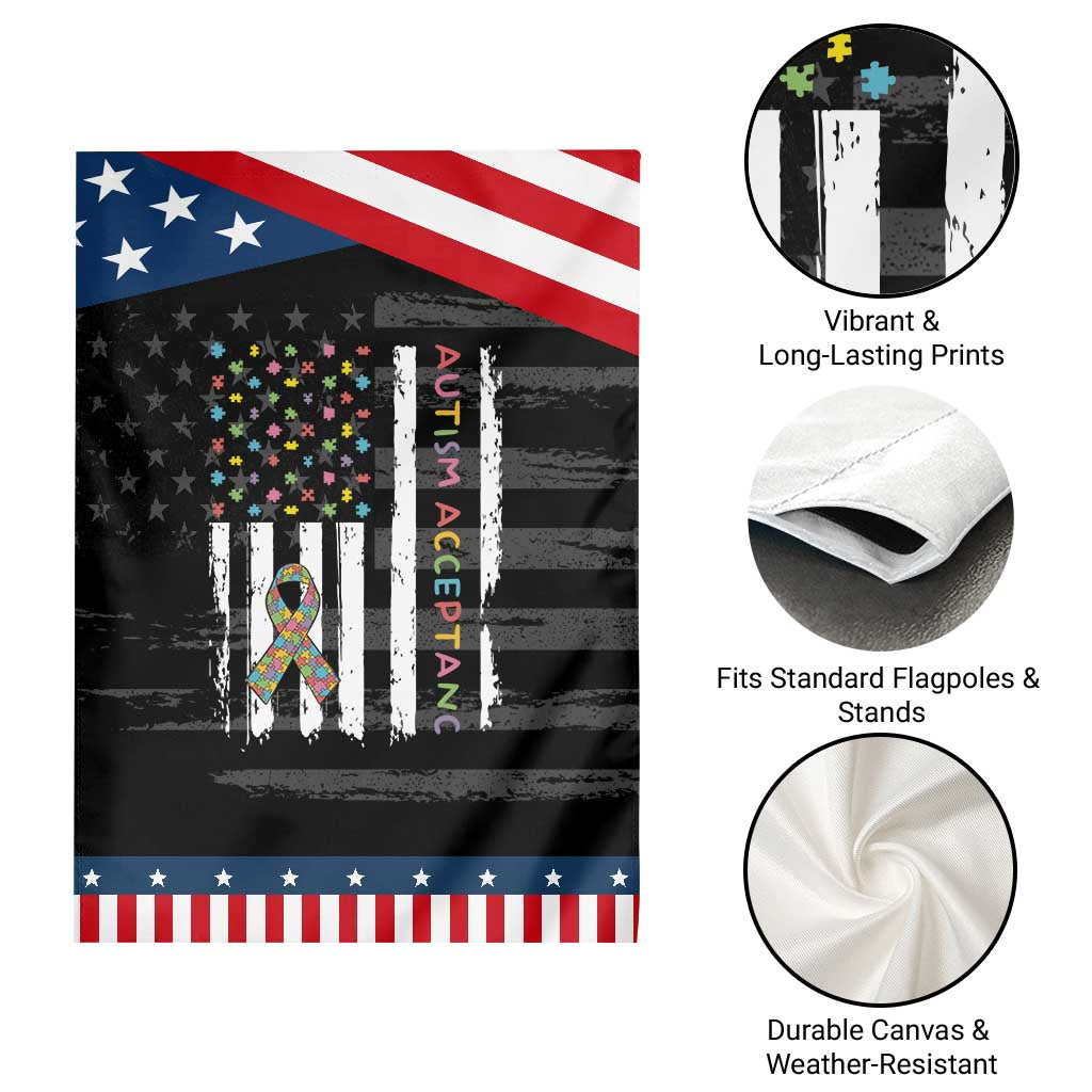 Autism Acceptance Garden Flag American Flag Neurodivergent Support Ribbon Puzzle TS14 Print Your Wear