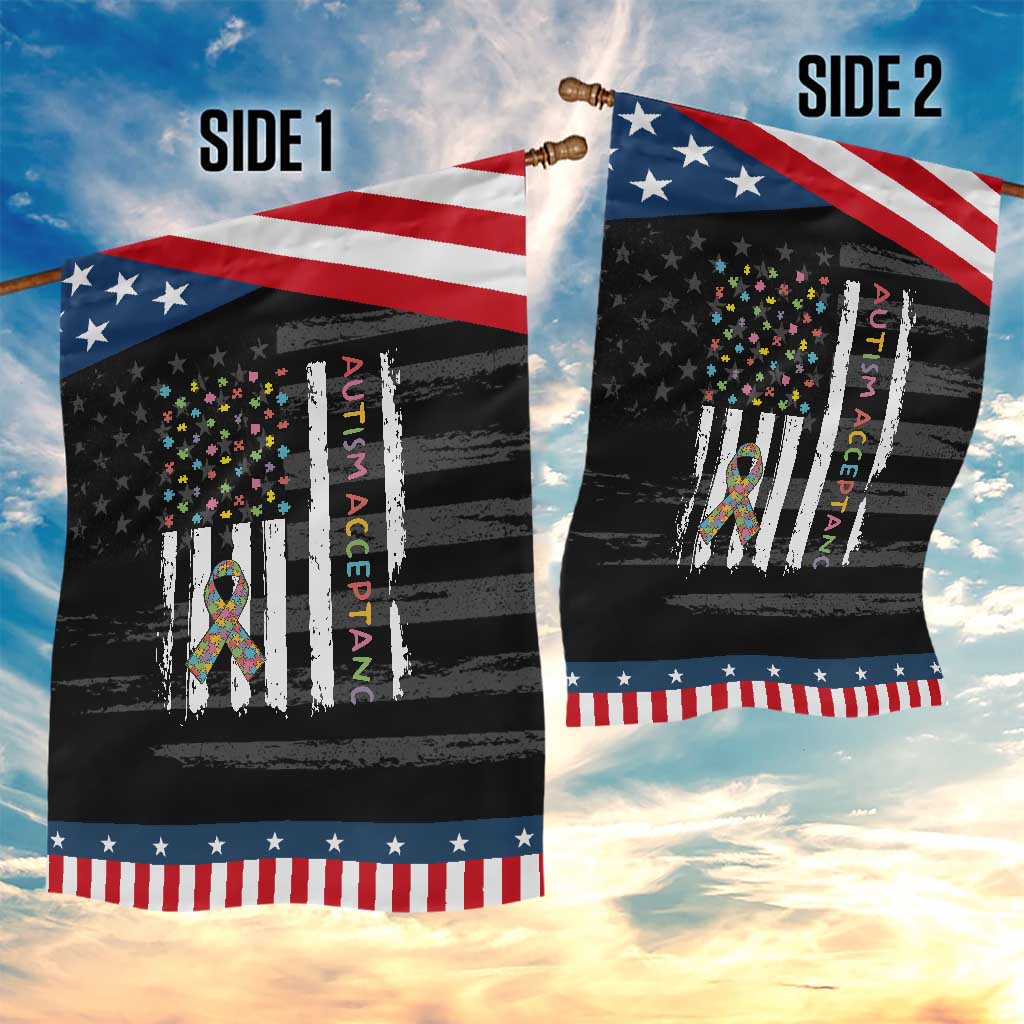 Autism Acceptance Garden Flag American Flag Neurodivergent Support Ribbon Puzzle TS14 Print Your Wear