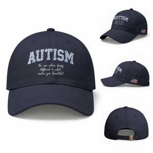 Autism Acceptance Baseball Cap Autistic Acceptance Inspirational TS14 Baseball Cap Universal Fit Navy Print Your Wear