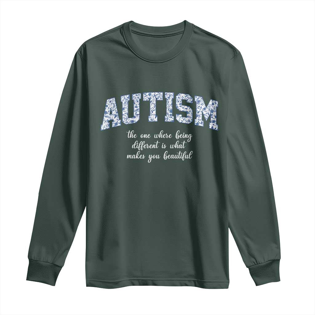 Autism Acceptance Long Sleeve Shirt Autistic Acceptance Inspirational TS14 Dark Forest Green Print Your Wear