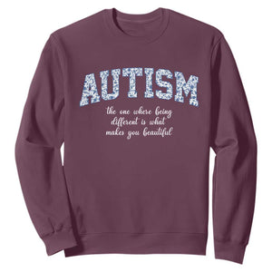 Autism Acceptance Sweatshirt Autistic Acceptance Inspirational TS14 Maroon Print Your Wear