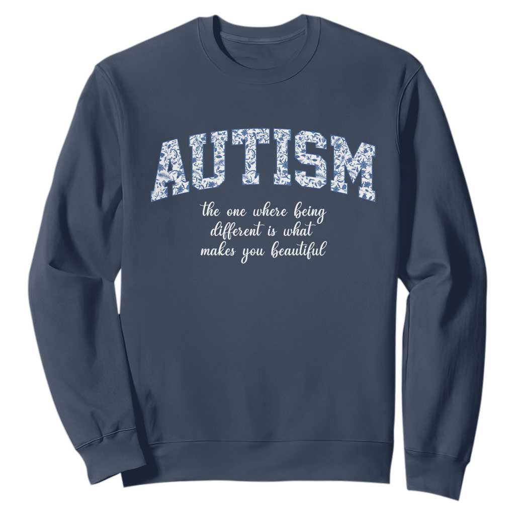 Autism Acceptance Sweatshirt Autistic Acceptance Inspirational TS14 Navy Print Your Wear