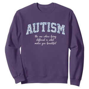 Autism Acceptance Sweatshirt Autistic Acceptance Inspirational TS14 Purple Print Your Wear