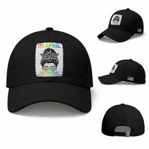 Autism Acceptance Baseball Cap Neurodivergent Support Messy Bun Ribbon Puzzle TS14 Baseball Cap Universal Fit Black Print Your Wear