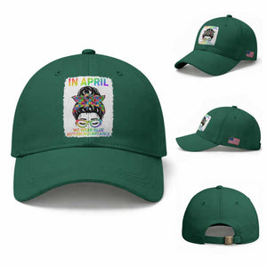 Autism Acceptance Baseball Cap Neurodivergent Support Messy Bun Ribbon Puzzle TS14 Baseball Cap Universal Fit Irish Green Print Your Wear