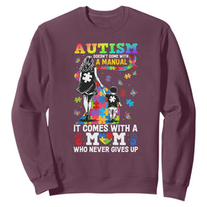 Autism Acceptance Sweatshirt Doesn't Come with a Manual Autism Mom TS14 Maroon Print Your Wear