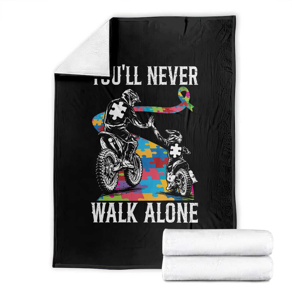 Autism Acceptance Throw Blanket Autism Dad Motocross Rider Father Son Support TS14 Black Print Your Wear