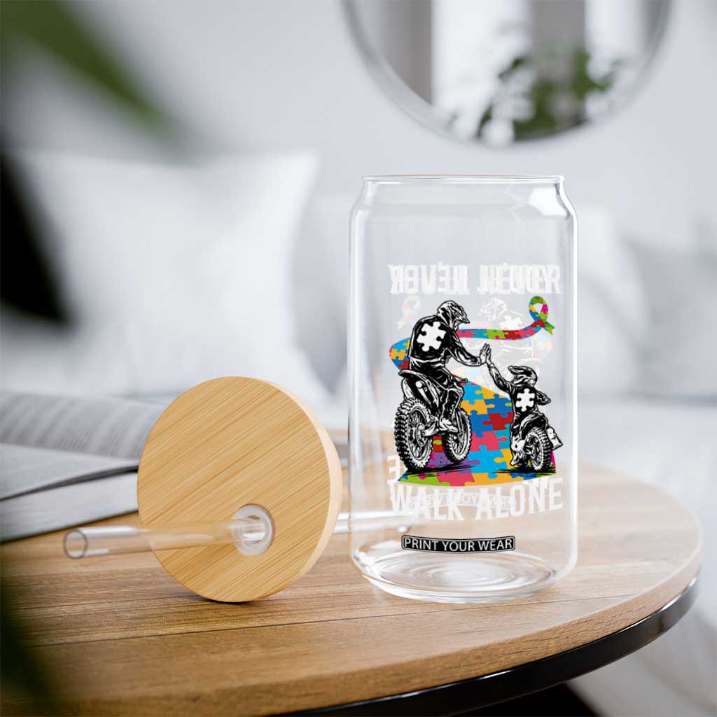 Autism Acceptance Glass Can Autism Dad Motocross Rider Father Son Support TS14 Print Your Wear