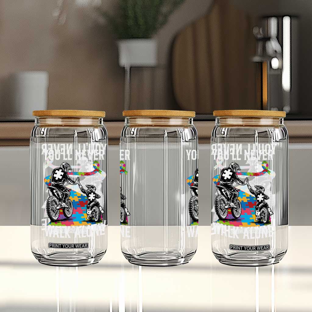 Autism Acceptance Glass Can Autism Dad Motocross Rider Father Son Support TS14 Print Your Wear