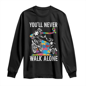 Autism Acceptance Long Sleeve Shirt Autism Dad Motocross Rider Father Son Support TS14 Black Print Your Wear