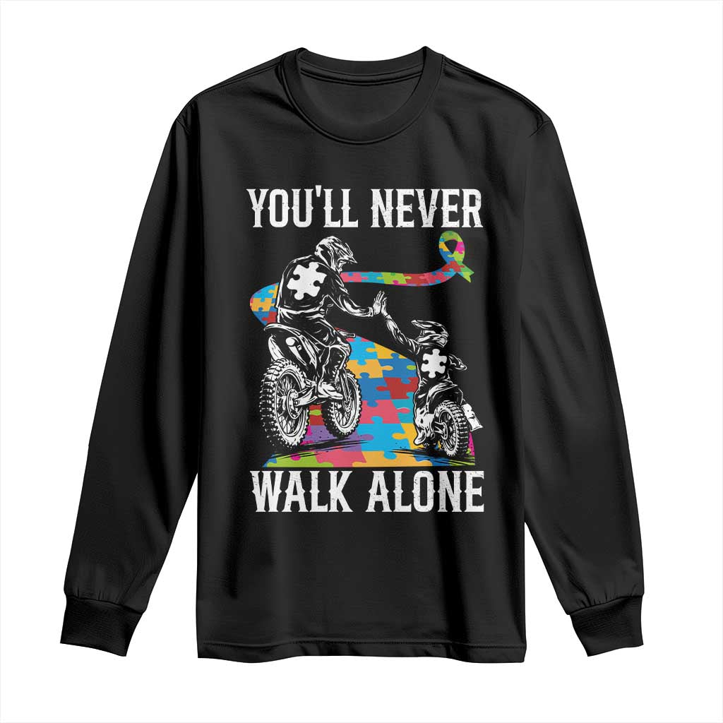 Autism Acceptance Long Sleeve Shirt Autism Dad Motocross Rider Father Son Support TS14 Black Print Your Wear