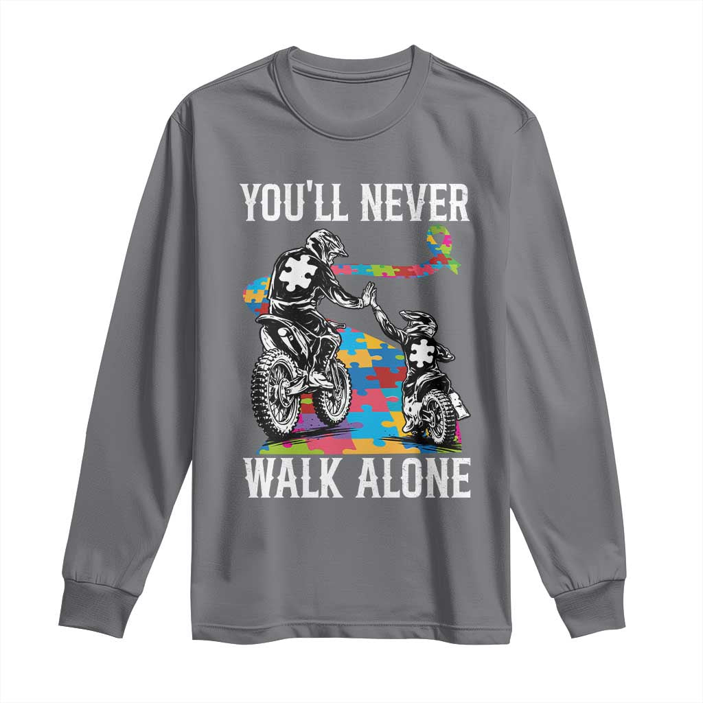 Autism Acceptance Long Sleeve Shirt Autism Dad Motocross Rider Father Son Support TS14 Charcoal Print Your Wear
