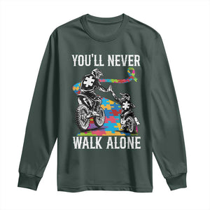 Autism Acceptance Long Sleeve Shirt Autism Dad Motocross Rider Father Son Support TS14 Dark Forest Green Print Your Wear
